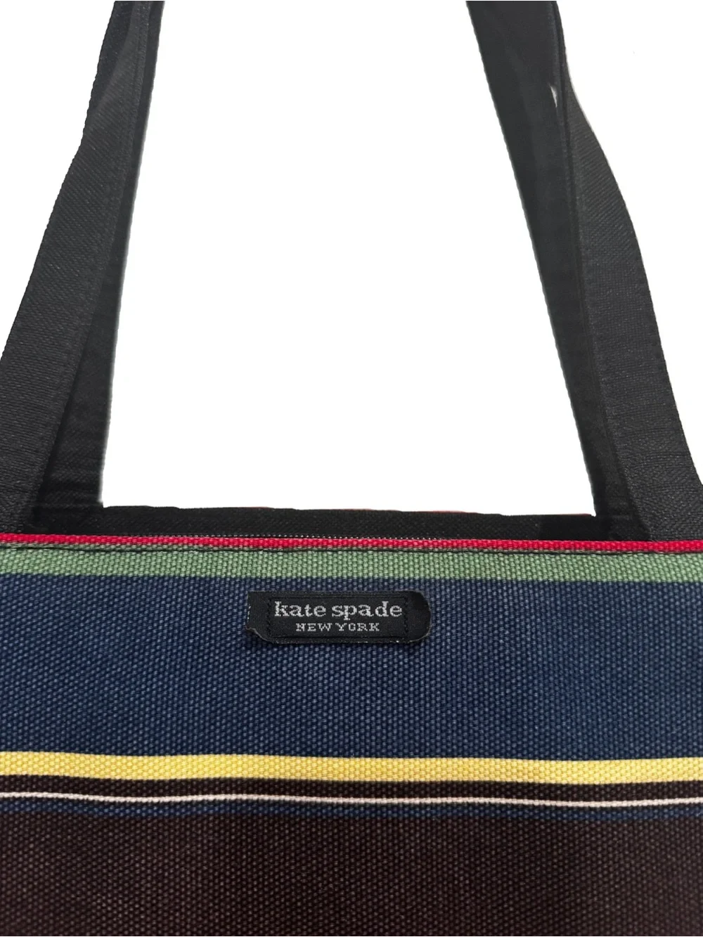 kate spade Multicolor Striped Canvas Tote with Black Straps